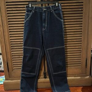 Brandy Melville Cargo pants dark wash high waisted baggy denim 100% cotton